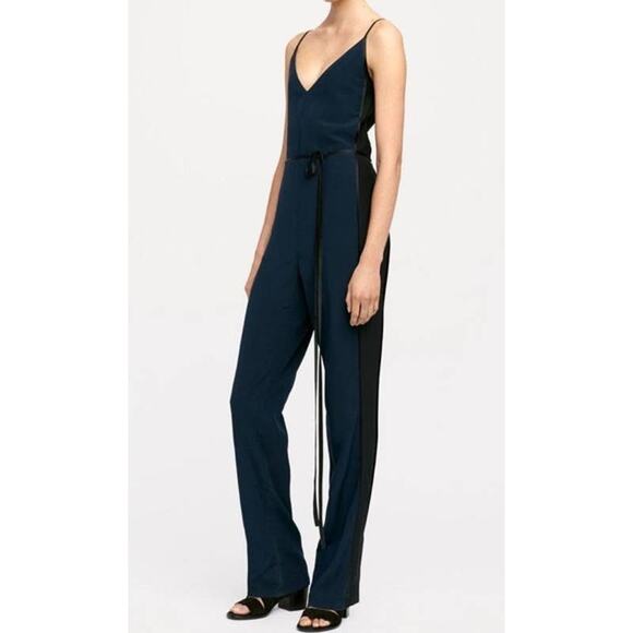 Rag & Bone Rosa Silky Jumpsuit 4 NWT Navy/Black Spaghetti Strap Summer Wedding - Picture 1 of 7